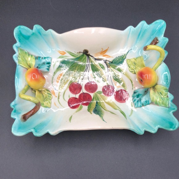 VINTAGE ITALIAN MAJOLICA HANDPAINTED CERAMIC CANDY/NUT DISH HAND-MADE IN ITALY - Picture 1 of 11